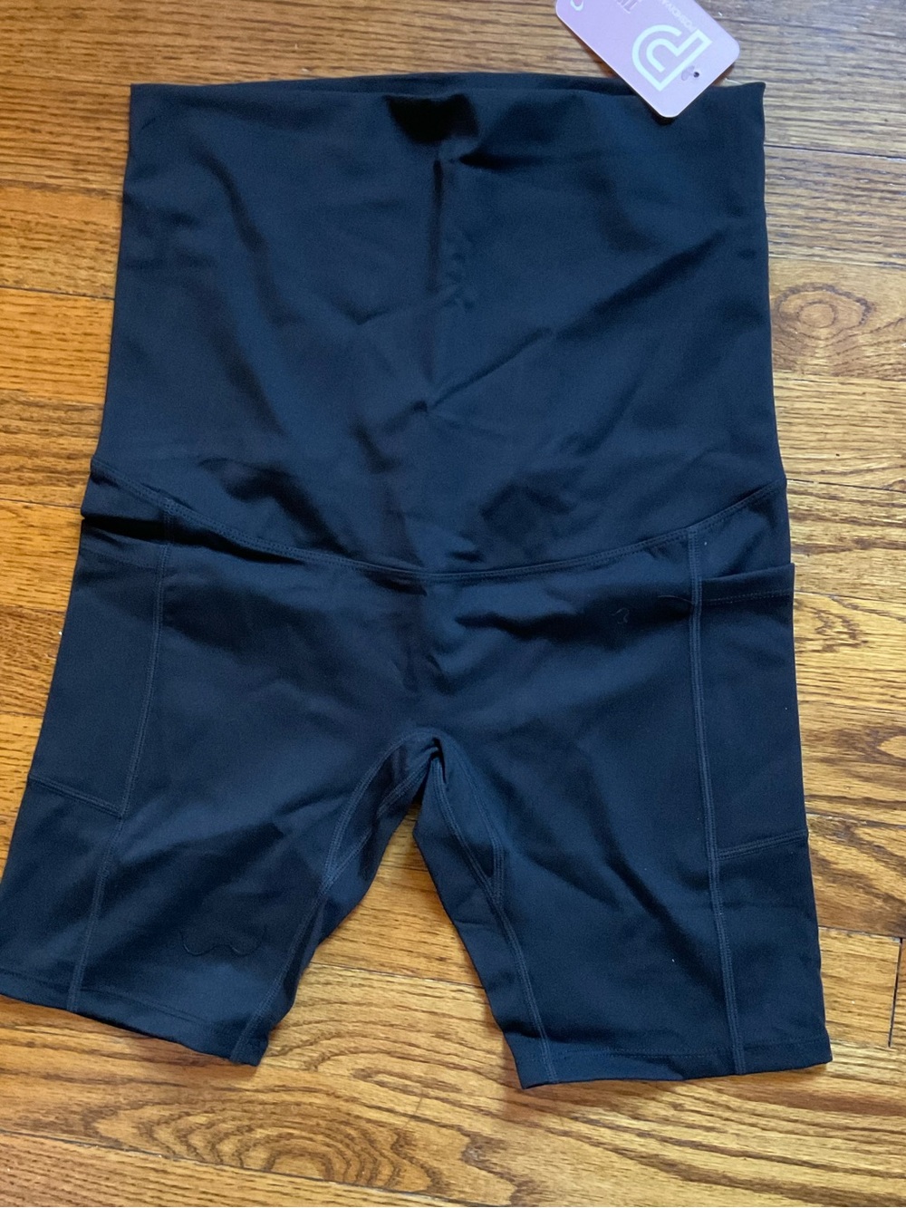 High-Waist Black Maternity Bike Shorts